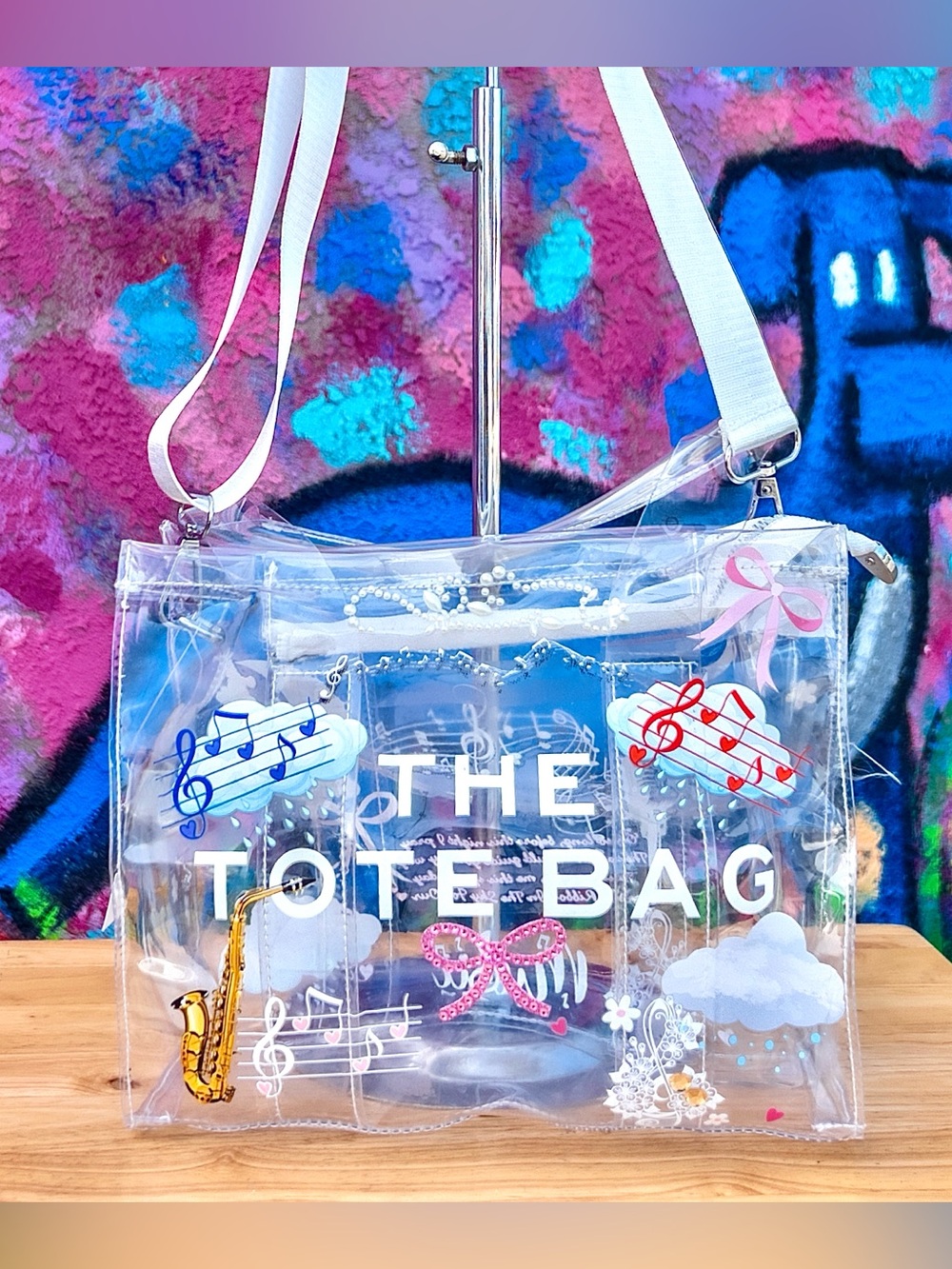‘GEMSTONE RIBBON’ Clear Medium Tote Bag 10” - Picture 2 of 8